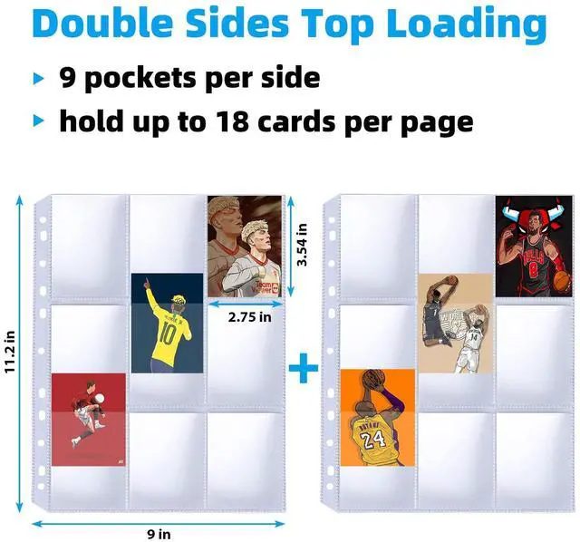 Alt view image 6 of 7 - 40 Pack 9 Pocket Card Sleeves Binder SheetsHolds 720 Cards, Clear Trading Card Sleeve Pages Protector for 3 Ring Binder, Fit for Baseball,Football,Game,Business Cards