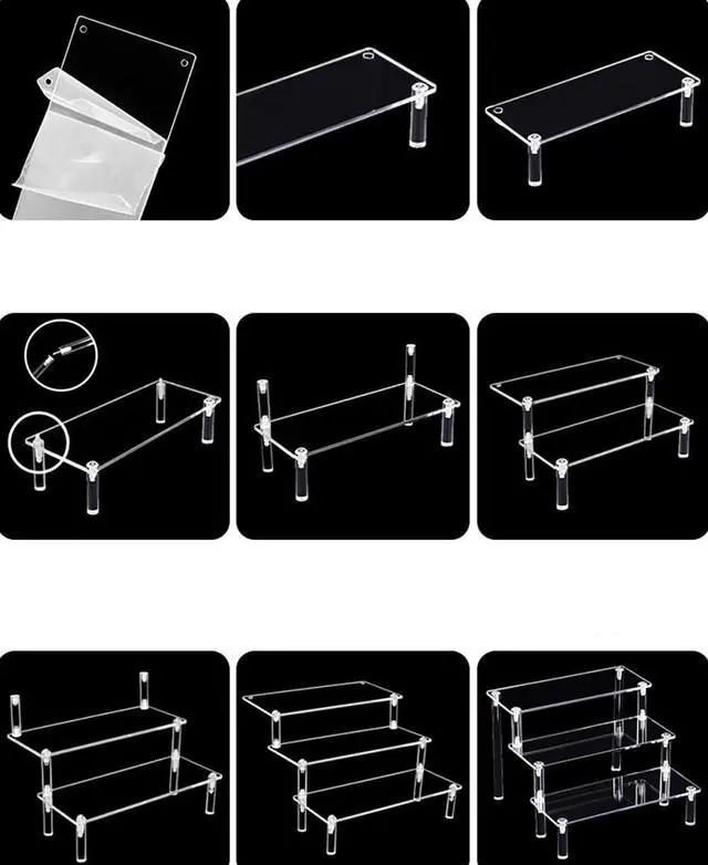 Alt view image 6 of 7 - 3 Tier Acrylic Perfume Organizer Stand,Display Shelf Risers,Clear,11in,DIY