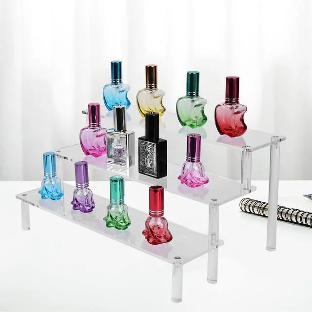 Alt view image 4 of 7 - 3 Tier Acrylic Perfume Organizer Stand,Display Shelf Risers,Clear,11in,DIY
