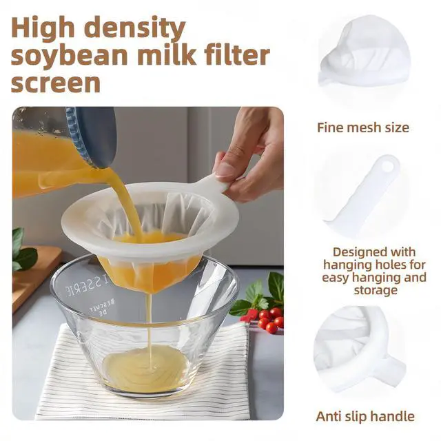 Alt view image 2 of 7 - High Density Ultra-Fine Nylon Mesh Strainer Set - 3 in 1 (100/200/400 Micron) -Nylon Mesh, 100/200/400 Mesh for Coffee, Honey, Wine,Milk, Juice - Food Grade w/Non-Slip Handle & Hang Hole