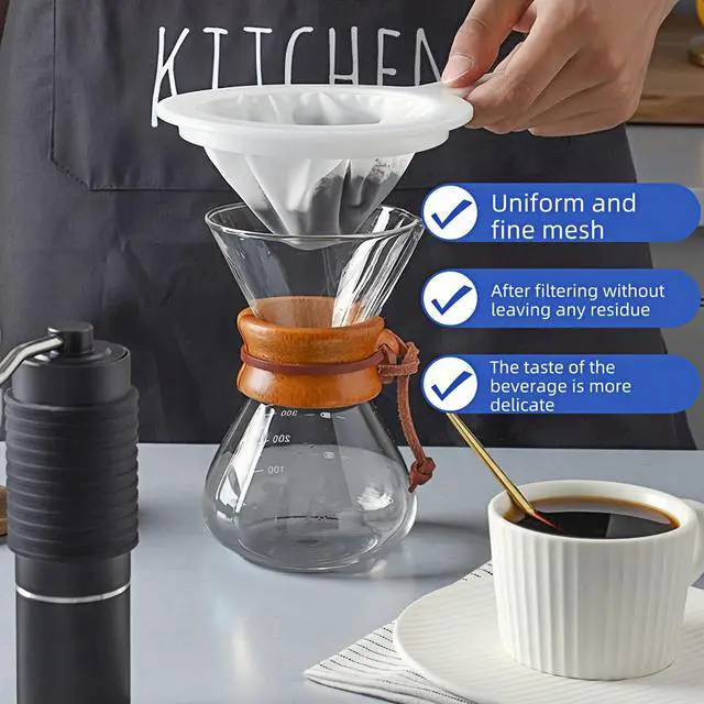 Alt view image 6 of 7 - High Density Ultra-Fine Nylon Mesh Strainer Set - 3 in 1 (100/200/400 Micron) -Nylon Mesh, 100/200/400 Mesh for Coffee, Honey, Wine,Milk, Juice - Food Grade w/Non-Slip Handle & Hang Hole