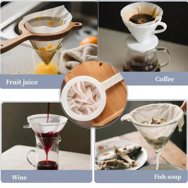 Alt view image 5 of 7 - High Density Ultra-Fine Nylon Mesh Strainer Set - 3 in 1 (100/200/400 Micron) -Nylon Mesh, 100/200/400 Mesh for Coffee, Honey, Wine,Milk, Juice - Food Grade w/Non-Slip Handle & Hang Hole