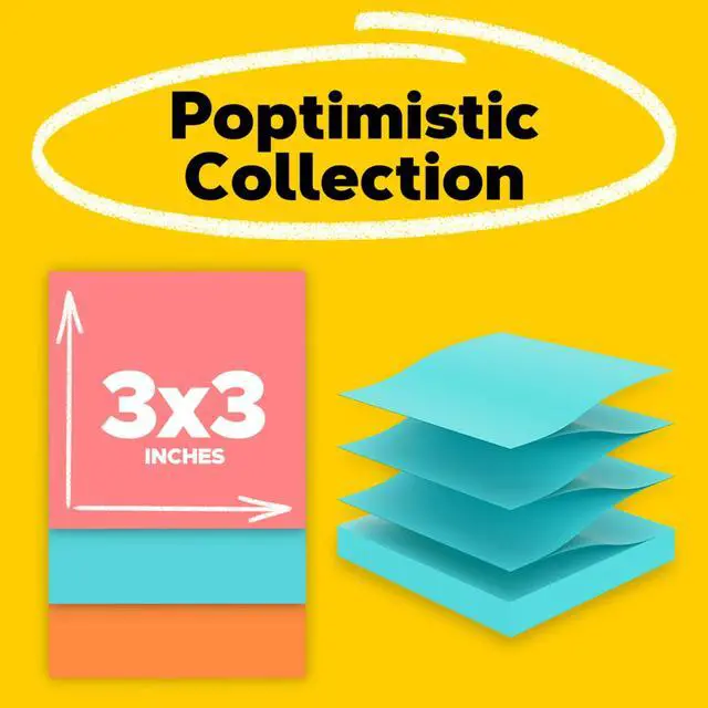 Alt view image 2 of 7 - Pop-up Notes, 3 x 3 in, Assorted Brights, 5 Pads, 100 Sheets/Pad
