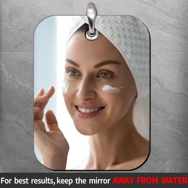 Alt view image 3 of 7 - Shaving Mirror, Unbreakable Shower Mirrors, (Small,6 inches x 4 inches) Bathroom Handheld Mirror for Men and Women Portable Camping Travel Mirrors,Frameless Handheld for Makeup