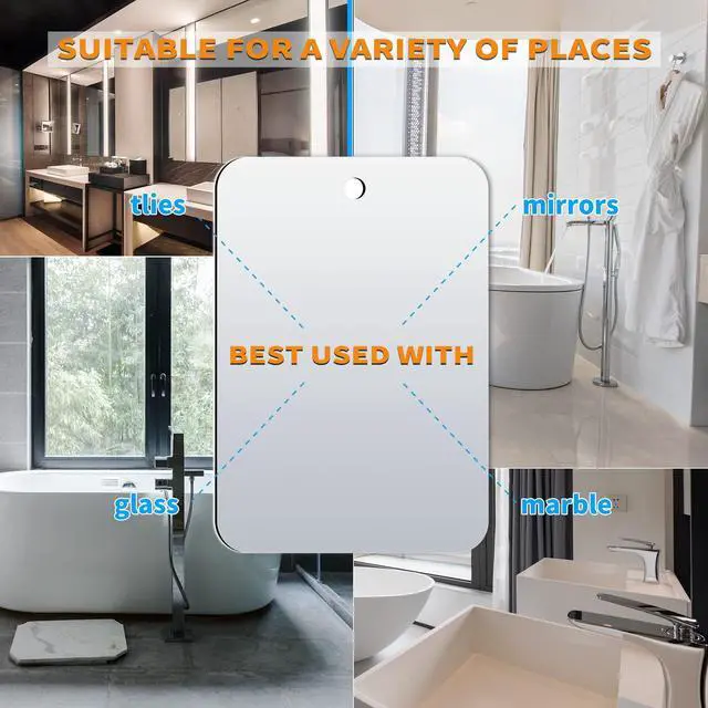 Alt view image 6 of 7 - Shaving Mirror, Unbreakable Shower Mirrors, (Small,6 inches x 4 inches) Bathroom Handheld Mirror for Men and Women Portable Camping Travel Mirrors,Frameless Handheld for Makeup