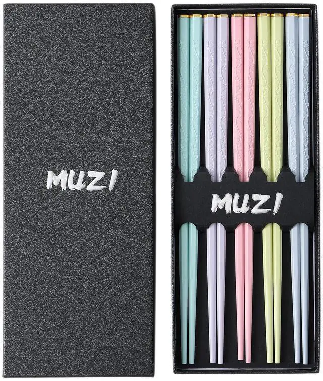 Main image of 5 Pairs Reusable Fiberglass Chopsticks Dishwasher Safe, Japanese Style Chop Sticks Gift Sets, 9.4 Inch/24cm Matte Non-Slip