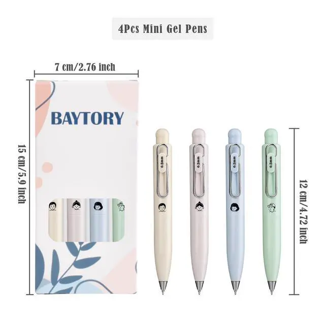 Alt view image 2 of 7 - 4Pcs Mini Gel Pens, Cute Retractable Small Pocket Pen, Fat Pens for Arthritis Hands, Quick Dry Black Ink 0.5mm Pens, Gel Ink Pen Smooth Writing for Journaling Note Taking (Morandi)