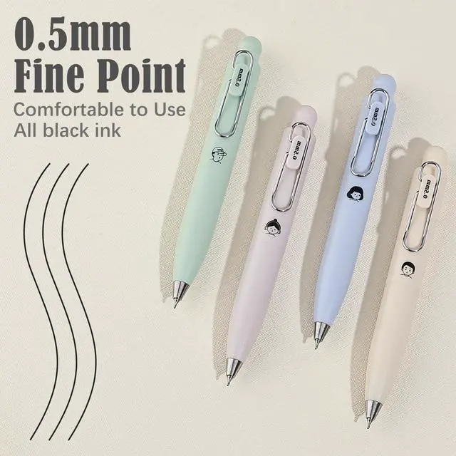 Alt view image 4 of 7 - 4Pcs Mini Gel Pens, Cute Retractable Small Pocket Pen, Fat Pens for Arthritis Hands, Quick Dry Black Ink 0.5mm Pens, Gel Ink Pen Smooth Writing for Journaling Note Taking (Morandi)
