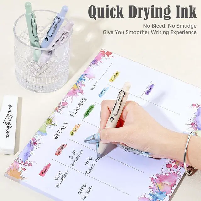 Alt view image 5 of 7 - 4Pcs Mini Gel Pens, Cute Retractable Small Pocket Pen, Fat Pens for Arthritis Hands, Quick Dry Black Ink 0.5mm Pens, Gel Ink Pen Smooth Writing for Journaling Note Taking (Morandi)