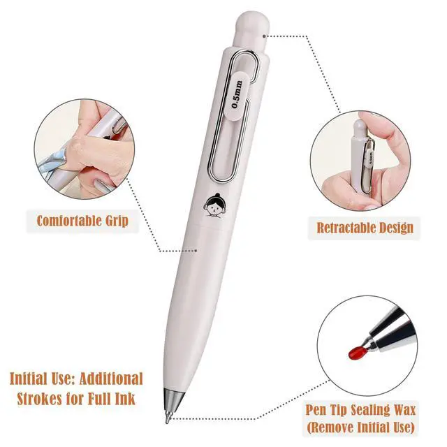 Alt view image 6 of 7 - 4Pcs Mini Gel Pens, Cute Retractable Small Pocket Pen, Fat Pens for Arthritis Hands, Quick Dry Black Ink 0.5mm Pens, Gel Ink Pen Smooth Writing for Journaling Note Taking (Morandi)