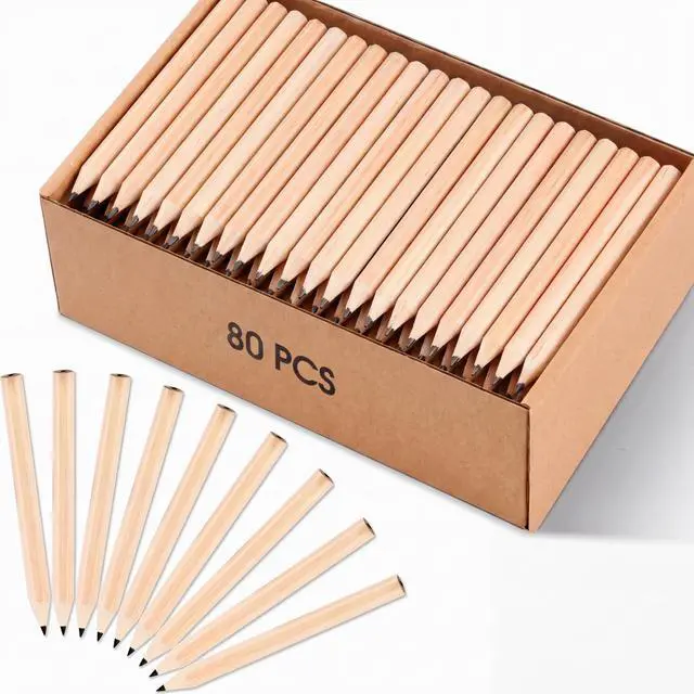 Main image of Golf Pencils Bulk Half 2 HB 3.5 Pre Sharpened Hexagonal Yellow Wood Mini Pencils for Party Favors Kids School Classroom Office Supplies(80 Pcs)
