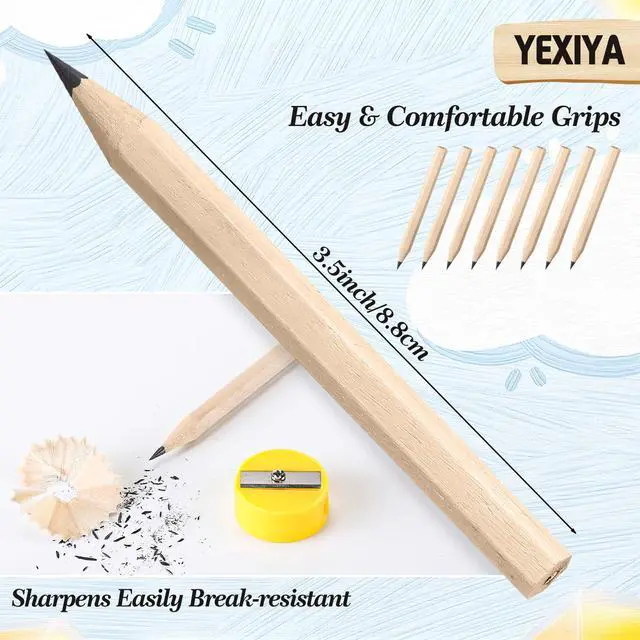 Alt view image 2 of 7 - Golf Pencils Bulk Half 2 HB 3.5 Pre Sharpened Hexagonal Yellow Wood Mini Pencils for Party Favors Kids School Classroom Office Supplies(80 Pcs)