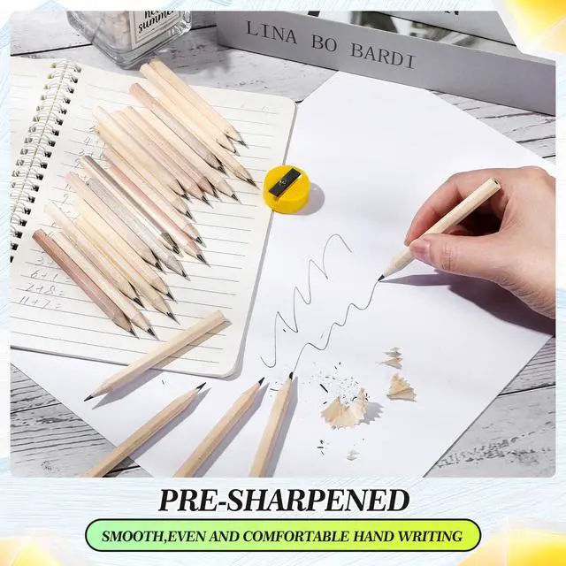 Alt view image 5 of 7 - Golf Pencils Bulk Half 2 HB 3.5 Pre Sharpened Hexagonal Yellow Wood Mini Pencils for Party Favors Kids School Classroom Office Supplies(80 Pcs)