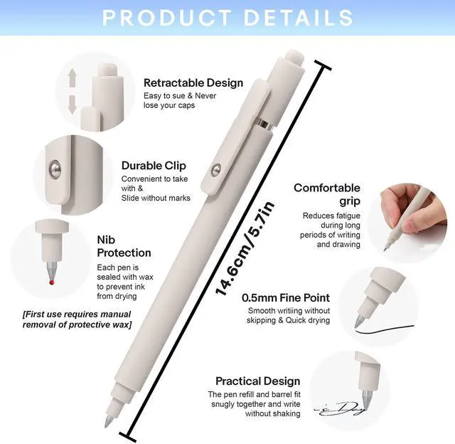 Alt view image 2 of 7 - Aesthetic Pens Beige Pens 5Pcs 0.5mm Quick Dry Black Ink Gel Pens Fine Point Smooth Writing Cute Pen Japanese Stationary Home Work Essentials Nurse School Gifts Office Supplies