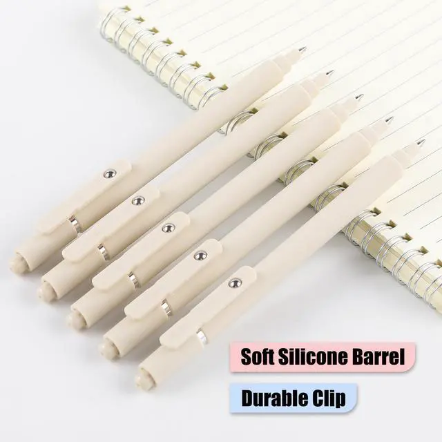 Alt view image 5 of 7 - Aesthetic Pens Beige Pens 5Pcs 0.5mm Quick Dry Black Ink Gel Pens Fine Point Smooth Writing Cute Pen Japanese Stationary Home Work Essentials Nurse School Gifts Office Supplies