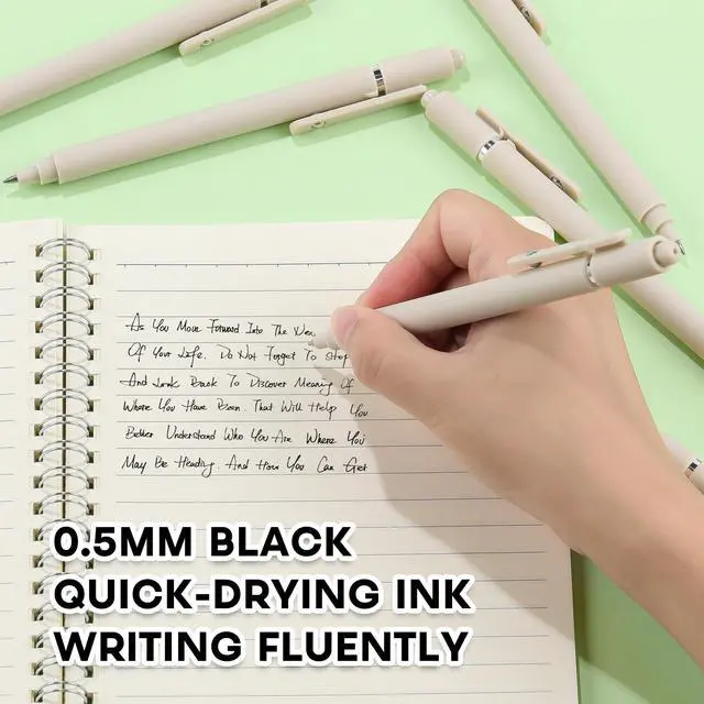 Alt view image 3 of 7 - Aesthetic Pens Beige Pens 5Pcs 0.5mm Quick Dry Black Ink Gel Pens Fine Point Smooth Writing Cute Pen Japanese Stationary Home Work Essentials Nurse School Gifts Office Supplies