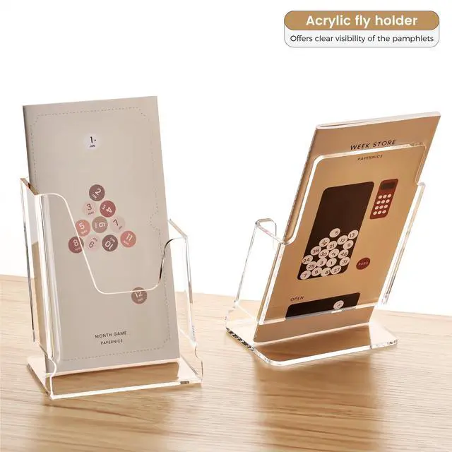 Alt view image 4 of 7 - Acrylic Brochure Holder 4x9 Inch,Clear Pamphlet Holder Display Stand for Trifold 4 Inch Flyers,Pamphlets,Booklets,Menu,Leaflets for Office,Home,Store,Trade Exhibition,1 Pack,A6