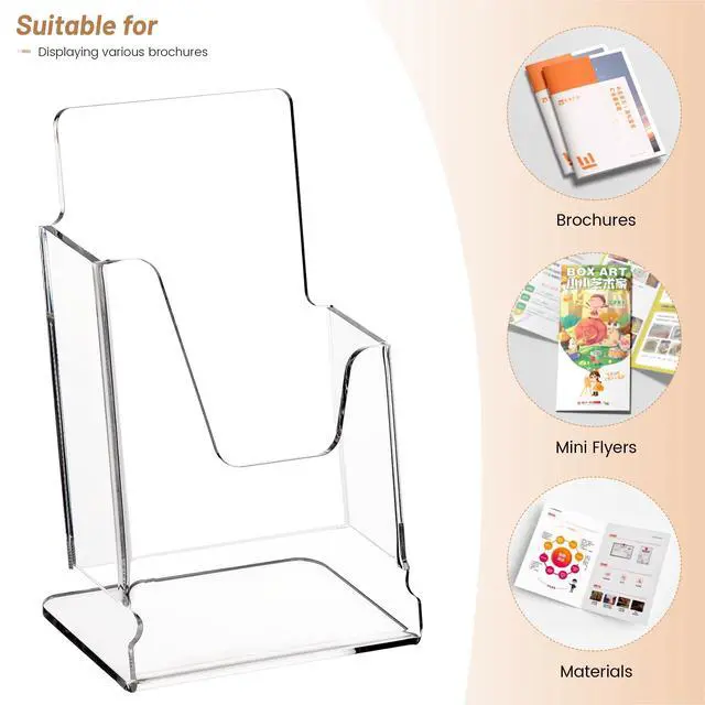 Alt view image 7 of 7 - Acrylic Brochure Holder 4x9 Inch,Clear Pamphlet Holder Display Stand for Trifold 4 Inch Flyers,Pamphlets,Booklets,Menu,Leaflets for Office,Home,Store,Trade Exhibition,1 Pack,A6