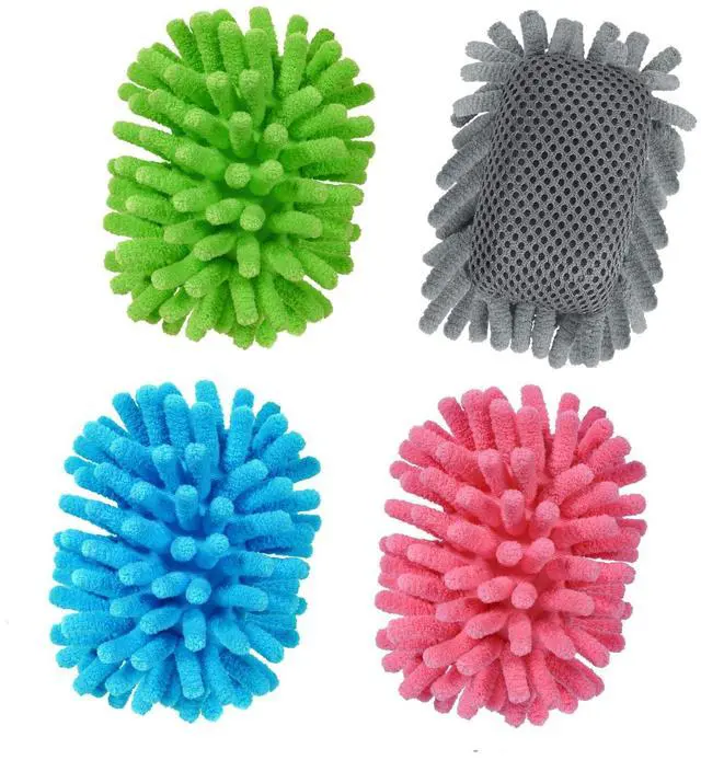 Main image of 4 Pieces Magnetic Microfiber Shag Whiteboard Eraser, Washable Microfiber Shag Dry Erase Board Eraser for Markers, Chalk, Home and Office (Gray/Green/Blue/Pink)