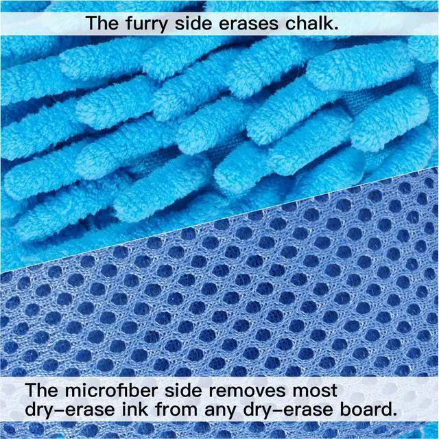 Alt view image 3 of 6 - 4 Pieces Magnetic Microfiber Shag Whiteboard Eraser, Washable Microfiber Shag Dry Erase Board Eraser for Markers, Chalk, Home and Office (Gray/Green/Blue/Pink)