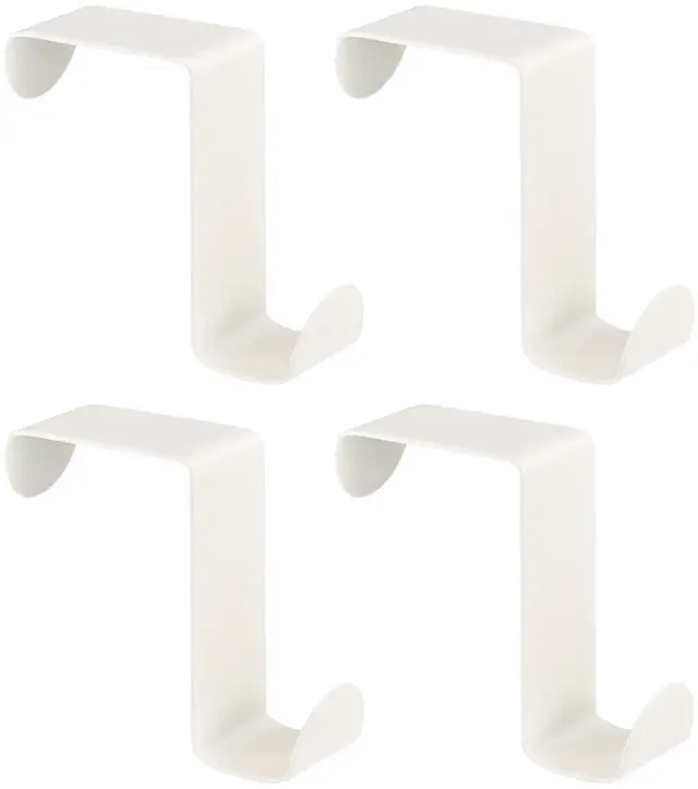 Main image of Over The Door Hooks, 4pcs - Stainless Steel Door Hangers Hooks, S-Shaped Double Hooks for Hanging Clothes, Hats, Towels (White)
