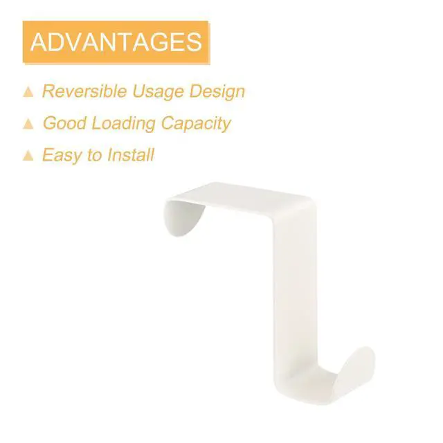 Alt view image 3 of 5 - Over The Door Hooks, 4pcs - Stainless Steel Door Hangers Hooks, S-Shaped Double Hooks for Hanging Clothes, Hats, Towels (White)