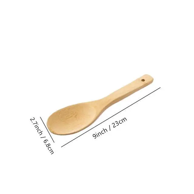 Alt view image 2 of 7 - 9 Inch Bamboo Rice Scoops Paddles, Wooden Non-stick Rice Spatula, Large Wood Serving Salad Spoons Scooper for Cooking, Stirring Soup, Sushi Kitchen Utensil Set (3 Pack)