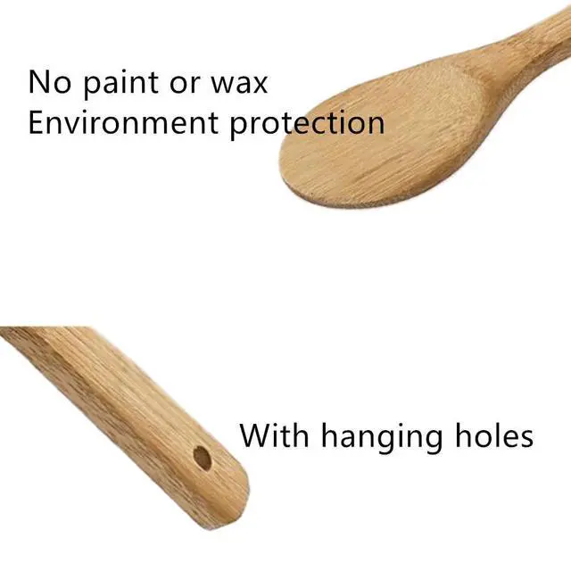 Alt view image 3 of 7 - 9 Inch Bamboo Rice Scoops Paddles, Wooden Non-stick Rice Spatula, Large Wood Serving Salad Spoons Scooper for Cooking, Stirring Soup, Sushi Kitchen Utensil Set (3 Pack)