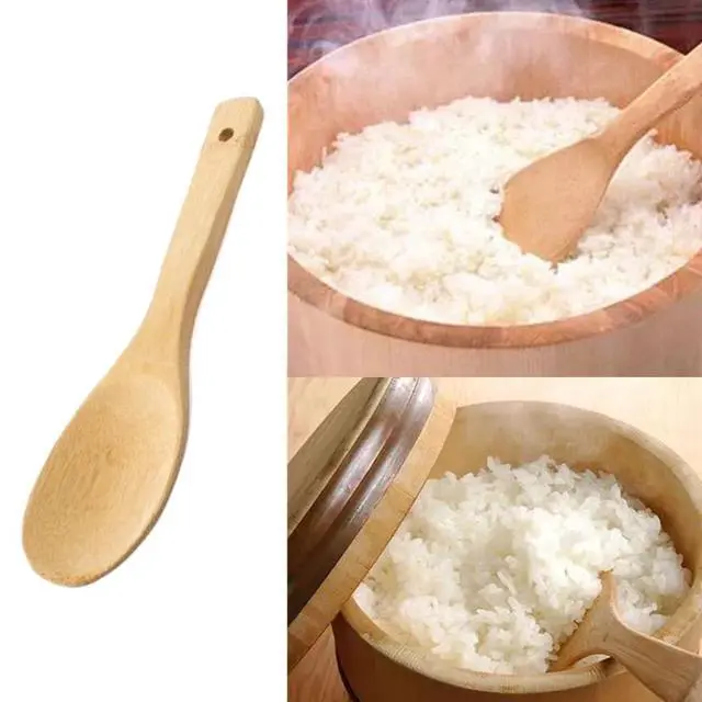 Alt view image 7 of 7 - 9 Inch Bamboo Rice Scoops Paddles, Wooden Non-stick Rice Spatula, Large Wood Serving Salad Spoons Scooper for Cooking, Stirring Soup, Sushi Kitchen Utensil Set (3 Pack)