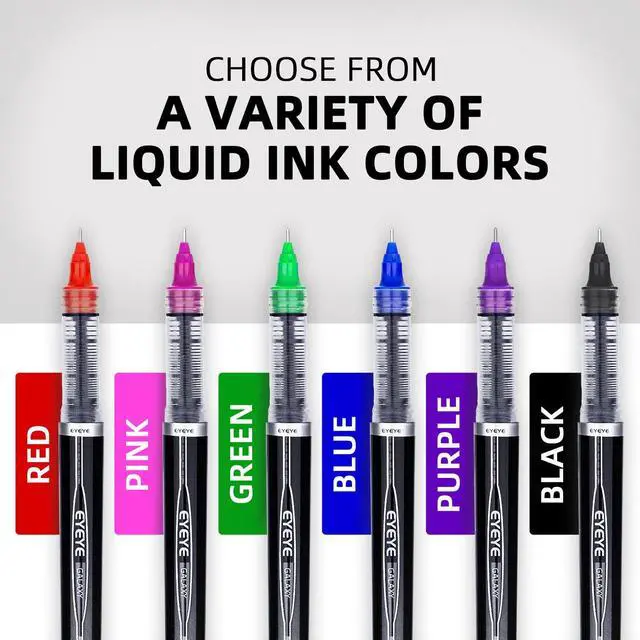 Alt view image 2 of 7 - 0.5mm Rollerball Pens 6 Assorted Colors, Extra Fine Point Needle Pen Quick Dry, Liquid Ink Pens Fine Point Smooth Writing Pen for Journaling, Note Taking, Office, School Supplies