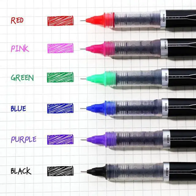 Alt view image 4 of 7 - 0.5mm Rollerball Pens 6 Assorted Colors, Extra Fine Point Needle Pen Quick Dry, Liquid Ink Pens Fine Point Smooth Writing Pen for Journaling, Note Taking, Office, School Supplies