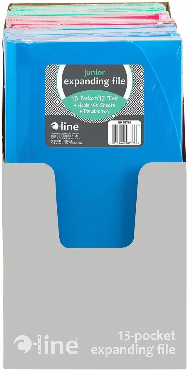 Alt view image 6 of 7 - 13-Pocket Poly Expanding File, 10 x 5 Inches, Junior Size for Receipts and Checks, Includes Tabs, 1 File, Color May Vary (58710)