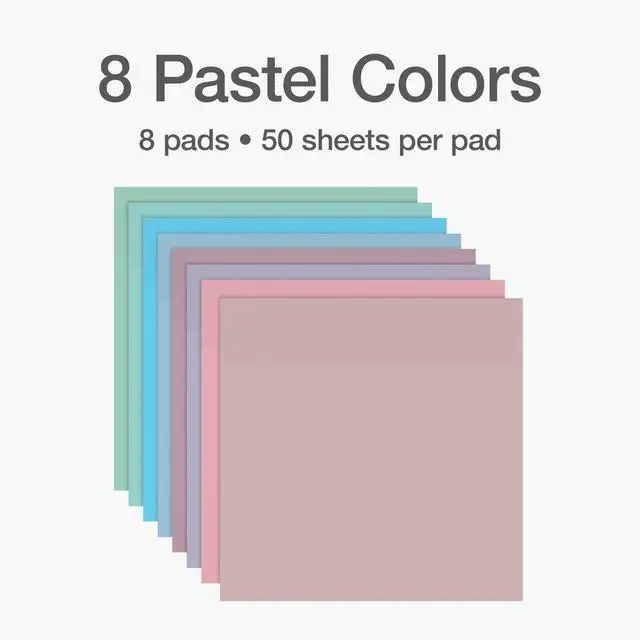 Alt view image 4 of 7 - Translucent Sticky Notes, Transparent Self-Stick Notes, 3" x 3", Pastel Colors, 8 Pads, 50 Notes Per Pad, 400 Sheets (1006595)