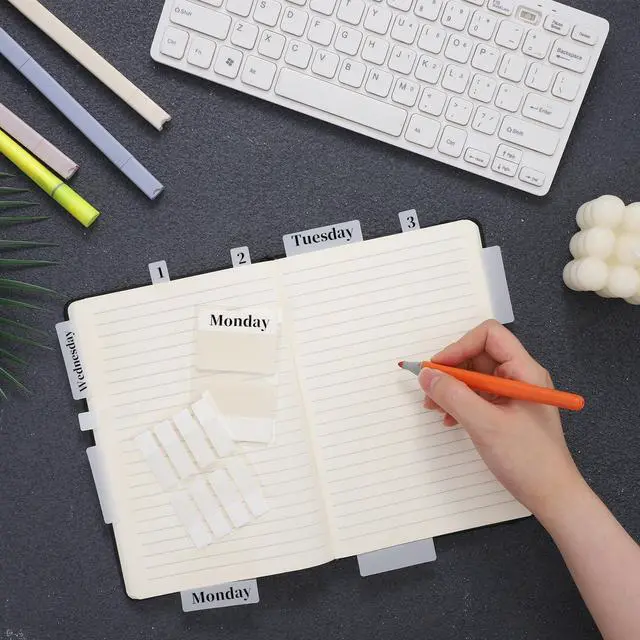 Alt view image 6 of 7 - 2 Size Page Markers Writable File Tabs, 720Pcs Sticky Index Tabs, White Page Pop up Markers Labels for Notebooks, Binders, File Folders, Books, 1.6 x 2.1 Inch, 1.3 x 0.5 Inch