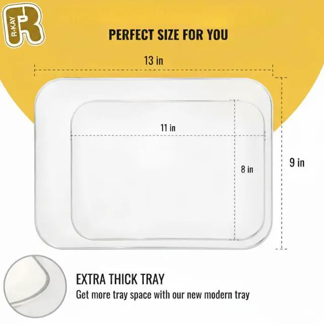 Alt view image 4 of 6 - 3 Pack Silver Plastic Serving Trays for Party - Silver Rim Serving Tray 8 x 11 Inch - Heavy Duty Dessert Trays for Food - Rectangular Party Serving Trays for Entertaining