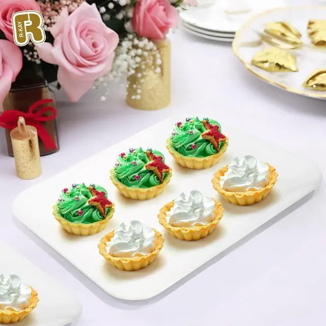 Alt view image 2 of 6 - Pack White Plastic Serving Trays for Party - Rectangular, 8 by 11 in, Heavy Duty Dessert Trays for Food