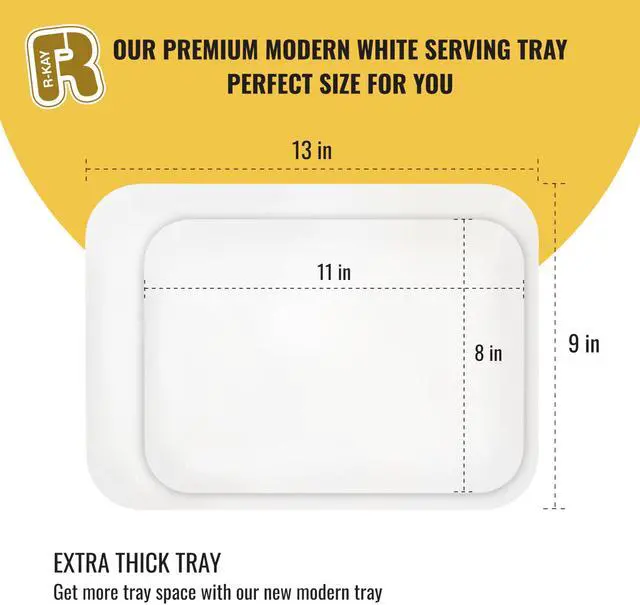 Alt view image 6 of 6 - Pack White Plastic Serving Trays for Party - Rectangular, 8 by 11 in, Heavy Duty Dessert Trays for Food