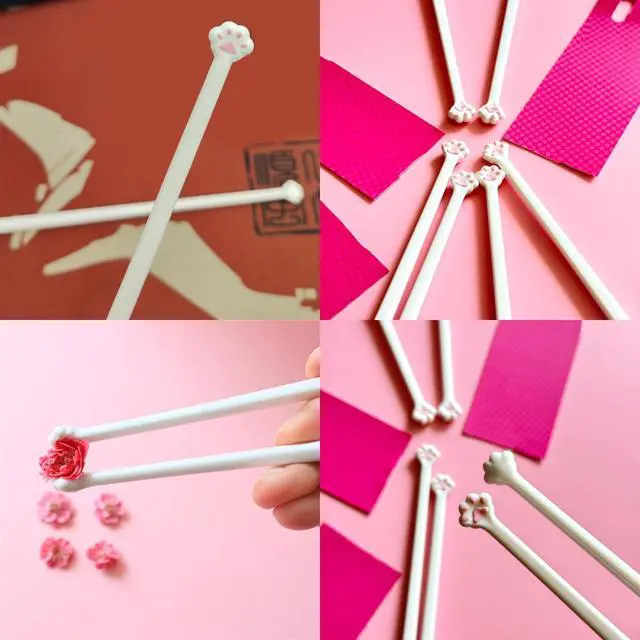 Alt view image 4 of 7 - 5 Pairs Cat Paw Chopsticks, Cute Fun Pink Paw Prints Reusable Lightweight Non-Slip Grip Eating Chopstick for Adults, Kitty Themed Chopstick Gift for Cat Lovers
