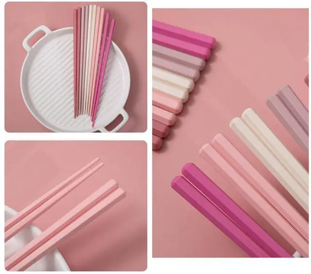 Alt view image 5 of 7 - Chopsticks 10Pairs Dishwasher Safe Reusable Easy to Use Chopsticks Set 9.5 Inches for Sushi, Ramen, Asian Cuisine, Matte Non-slip (10 Pairs)