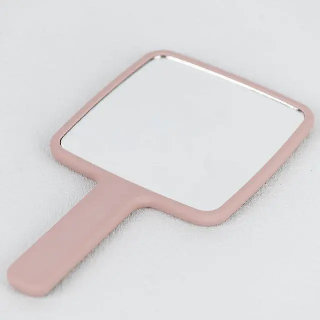Alt view image 2 of 6 - Square Hand Held Mirror Hand Mirror Travel Mirror Diamond Pattern 9 x 5.1 inch Pink