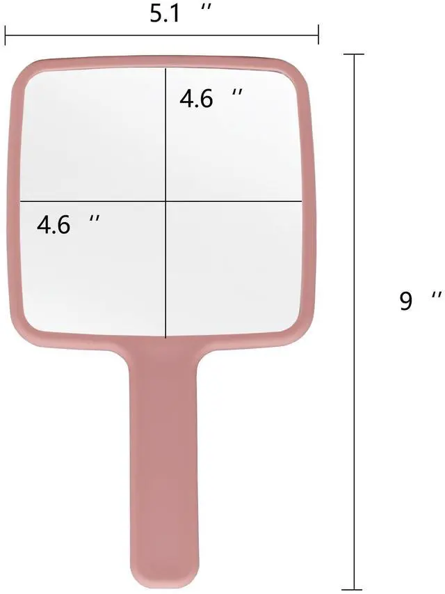 Alt view image 3 of 6 - Square Hand Held Mirror Hand Mirror Travel Mirror Diamond Pattern 9 x 5.1 inch Pink