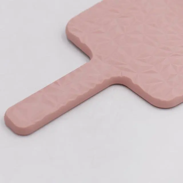 Alt view image 4 of 6 - Square Hand Held Mirror Hand Mirror Travel Mirror Diamond Pattern 9 x 5.1 inch Pink