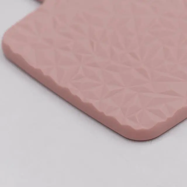 Alt view image 5 of 6 - Square Hand Held Mirror Hand Mirror Travel Mirror Diamond Pattern 9 x 5.1 inch Pink