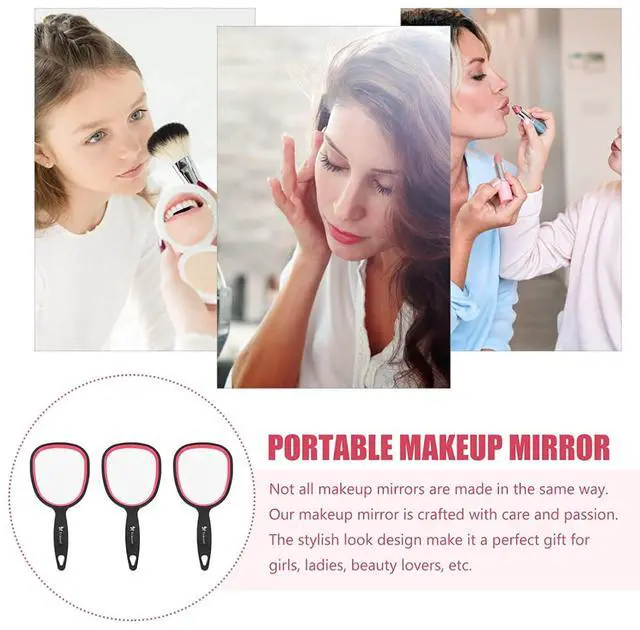Alt view image 3 of 7 - Small Handheld Mirror with Handle for Women and Girls - Lightweight Hand Mirrors for Gift - Personal Handle Mirror for Makeup,Travel,Bathroom(6.11" x 2.95'')