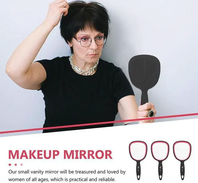 Alt view image 4 of 7 - Small Handheld Mirror with Handle for Women and Girls - Lightweight Hand Mirrors for Gift - Personal Handle Mirror for Makeup,Travel,Bathroom(6.11" x 2.95'')