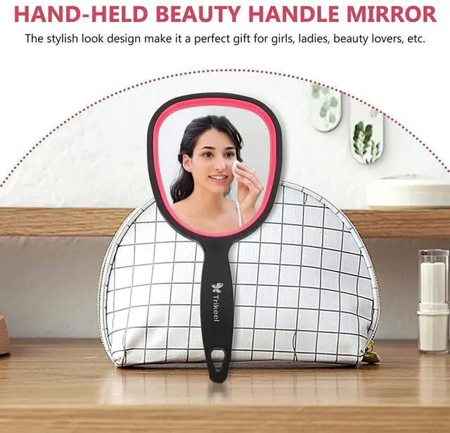 Alt view image 5 of 7 - Small Handheld Mirror with Handle for Women and Girls - Lightweight Hand Mirrors for Gift - Personal Handle Mirror for Makeup,Travel,Bathroom(6.11" x 2.95'')