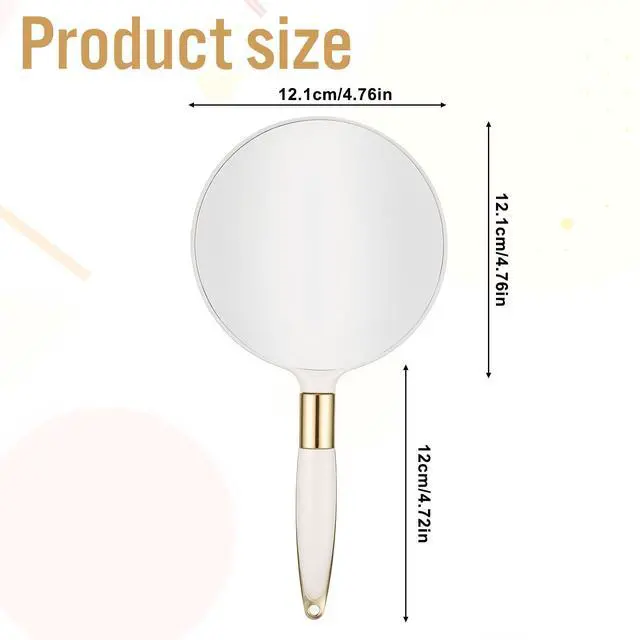 Alt view image 2 of 7 - Round Hand Held Mirror with Handle, White Handheld Makeup Mirror
