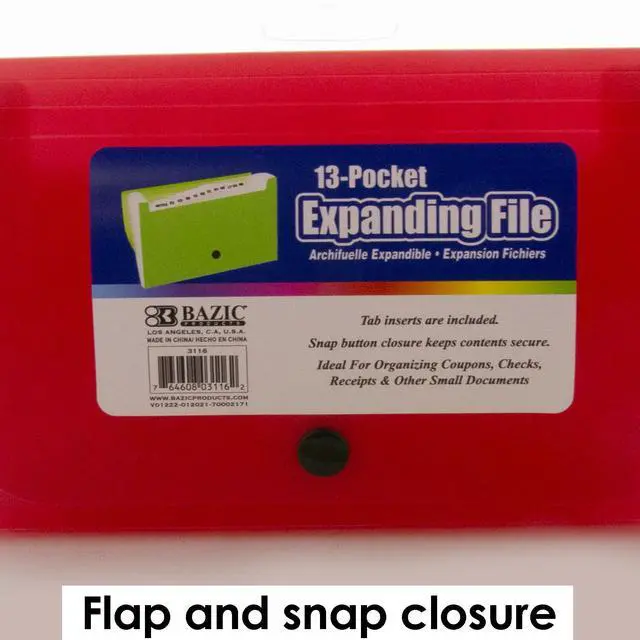 Alt view image 4 of 6 - BAZIC 5-Pockets Coupon/Personal Check Size Expanding File