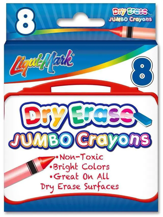 Main image of 8-Pack Jumbo Dry Erase Crayons Assorted Vibrant Colors Non-Toxic Easy-Wipe Whiteboard Crayons for Kids, School & Home Large Grip Drawing Set for Dry Erase Surfaces
