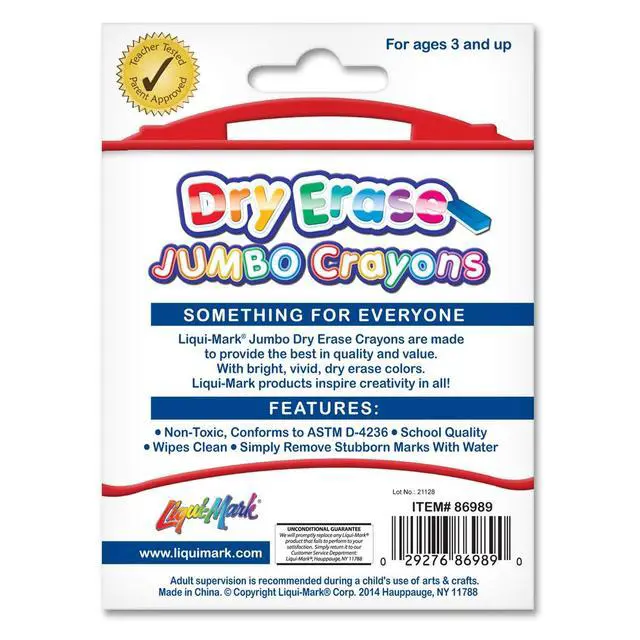 Alt view image 2 of 4 - 8-Pack Jumbo Dry Erase Crayons Assorted Vibrant Colors Non-Toxic Easy-Wipe Whiteboard Crayons for Kids, School & Home Large Grip Drawing Set for Dry Erase Surfaces